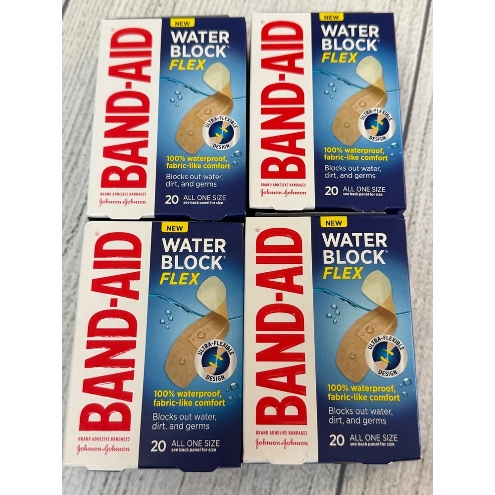Band-Aid Water Block Flex Waterproof Bandages 20 Count 4 Pack 80 Total